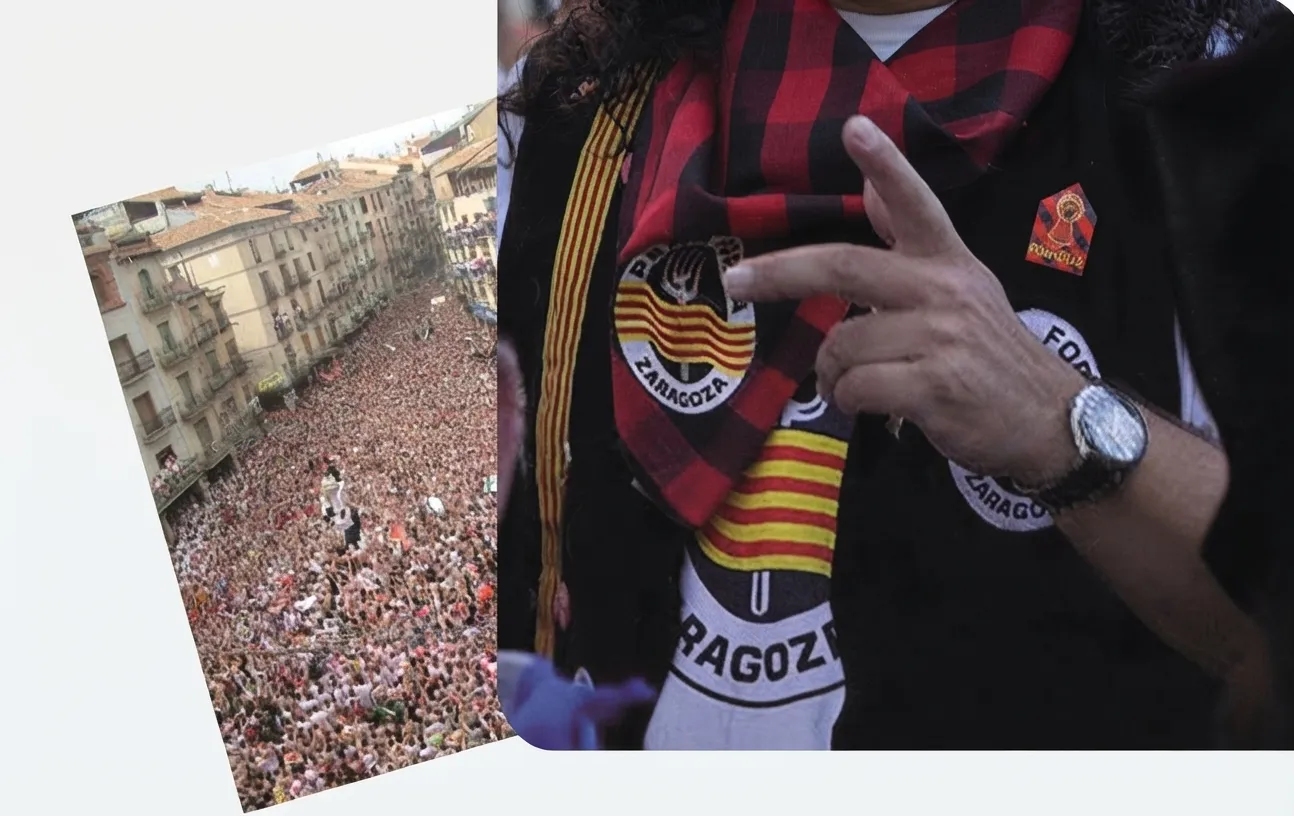 Multitud en una fiesta popular aragonesa
